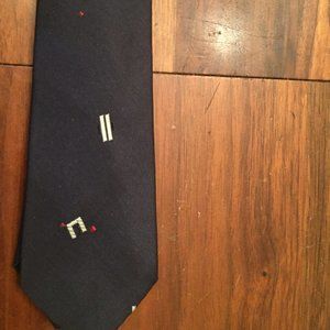 Vintage 1960s Silk Skinny Tie Navy Blue